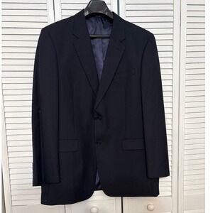 Tailors Row Mens Navy Blue 100% Wool 2 Button Blazer Sport Coat Jacket